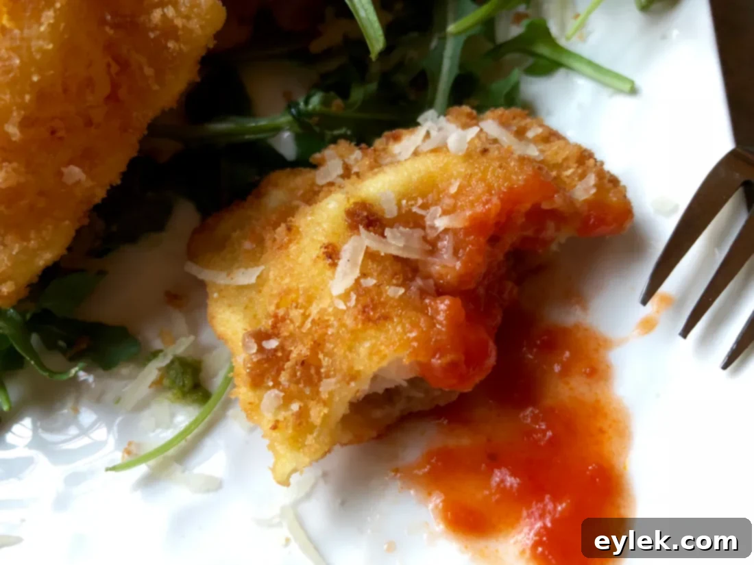 Fried Ravioli on a plate with dipping sauce