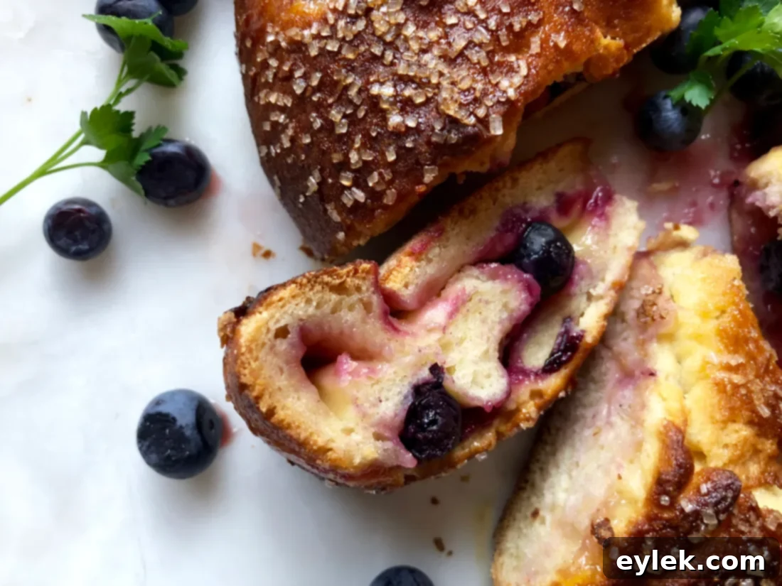 Two slices of the Gluten-Free Blueberry & Lemon Curd Ring, showing the vibrant filling.