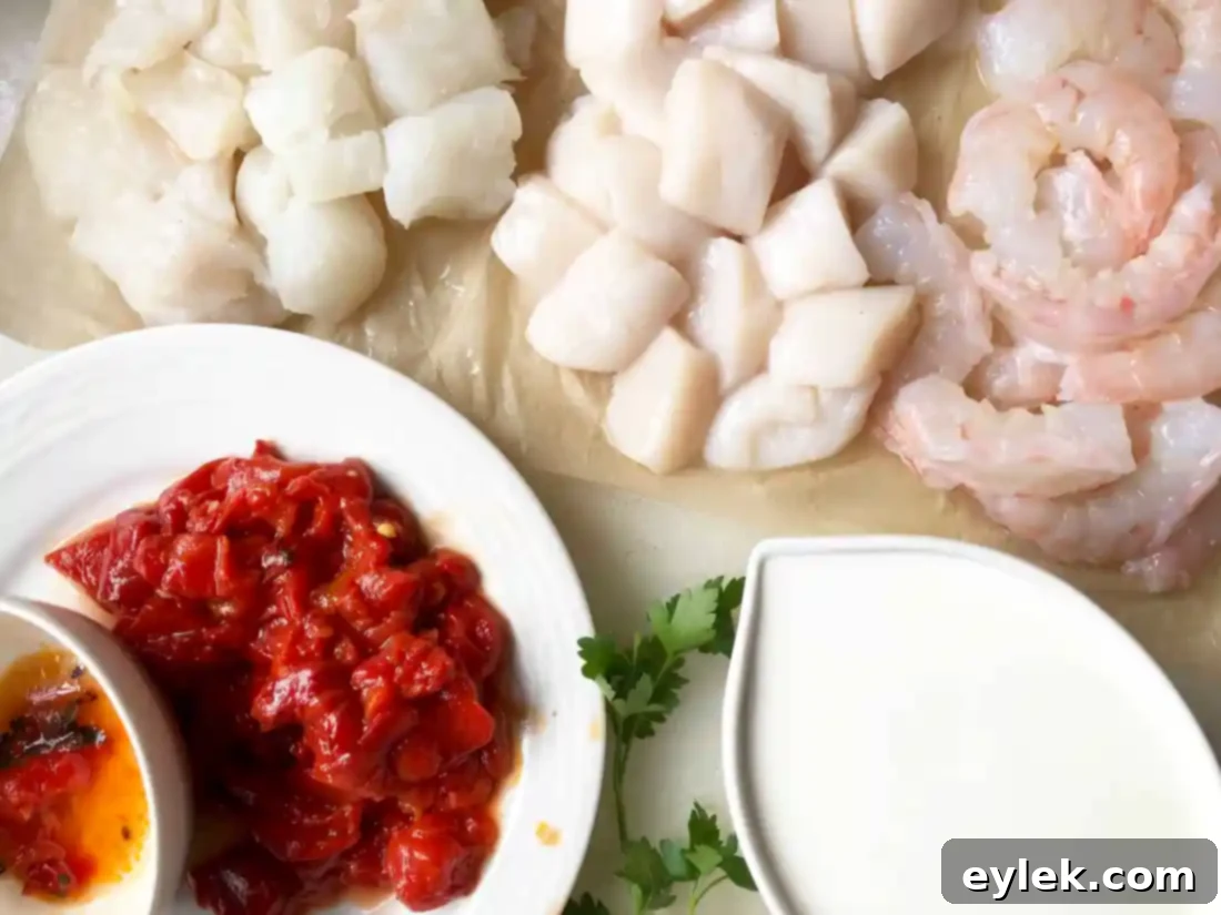seafood added to chowder base