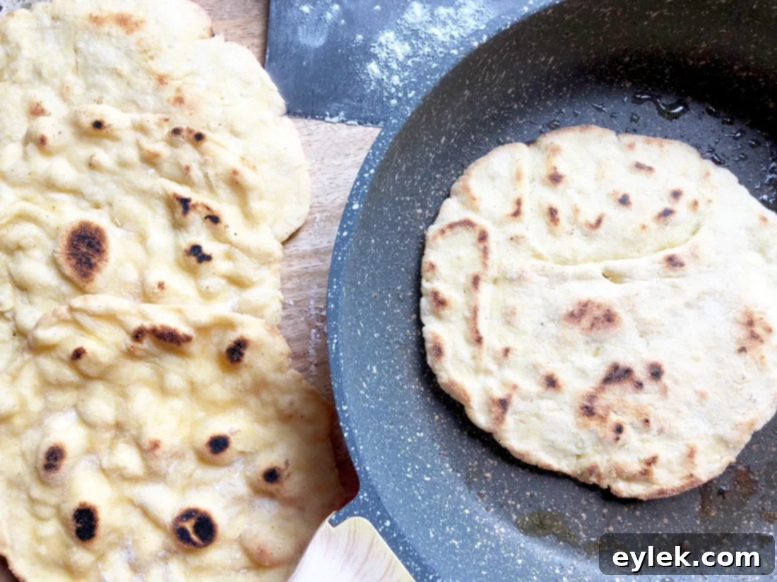 close-up of raw gluten-free naan-style bread before cooking