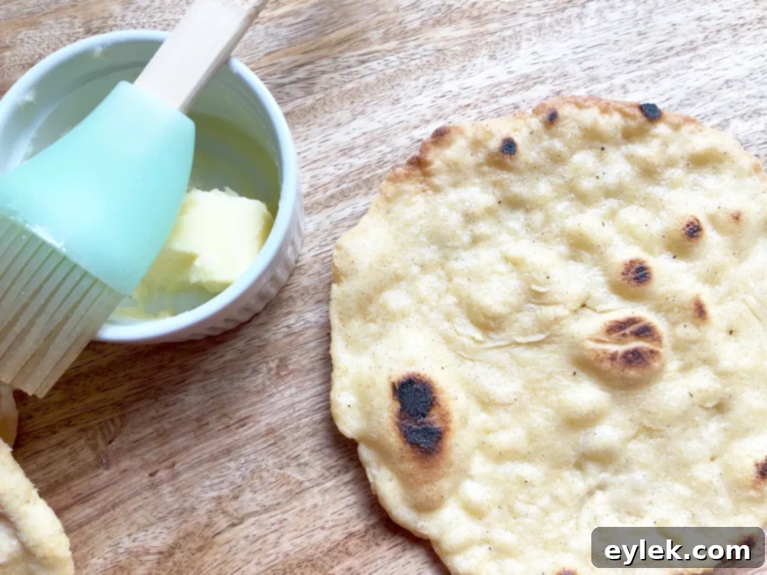 cooked gluten-free naan-style bread brushed with ghee