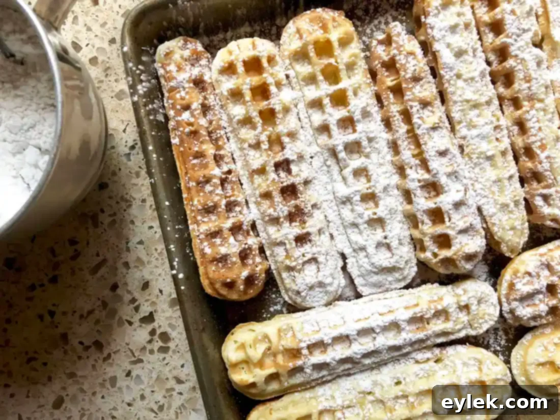 Plate of waffle sticks with fruit, ricotta, and a pitcher of syrup