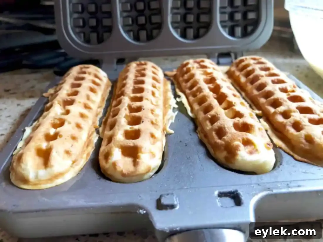 Waffle sticks arranged with fruit and ricotta cheese