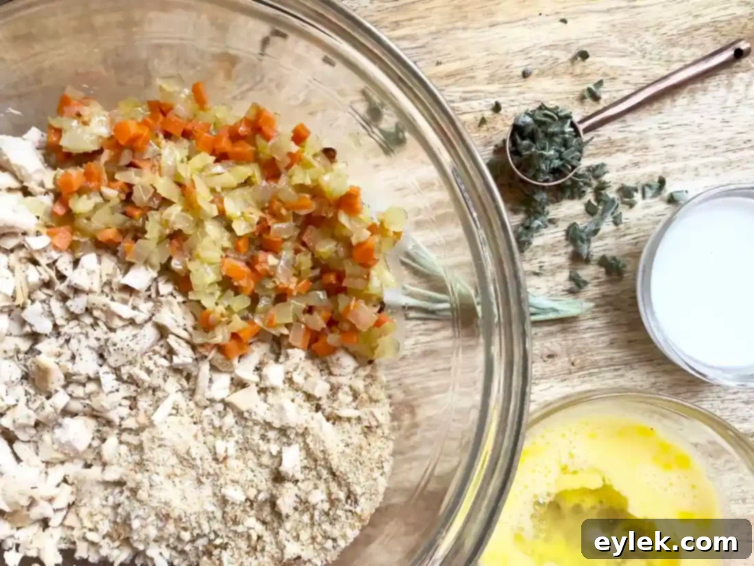 mixing chicken croquette ingredients