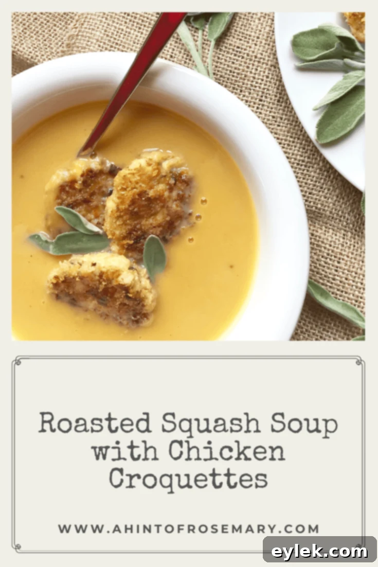 Roasted Squash Soup with Chicken Croquettes final plating