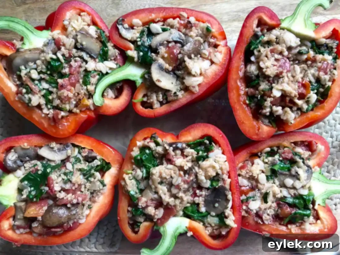Stuffed peppers in a baking dish