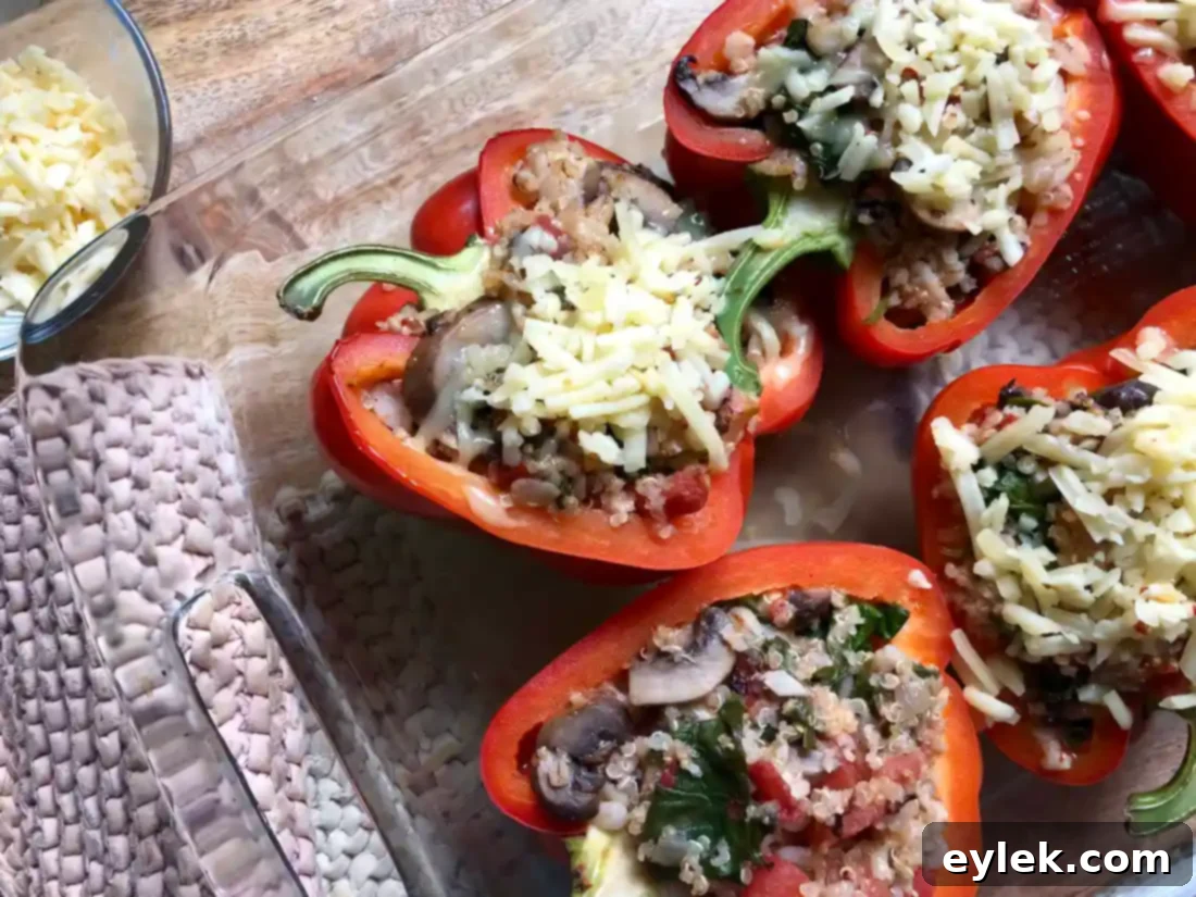 Cheesy stuffed peppers after baking