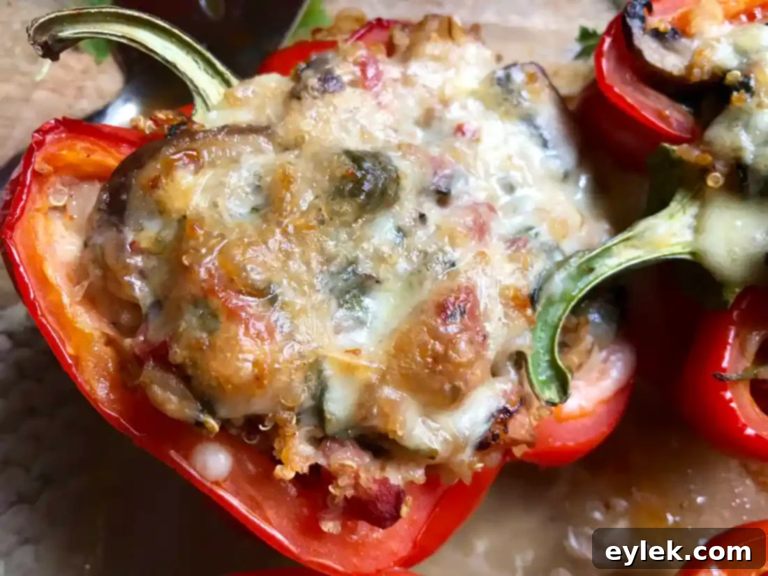 Baked Stuffed Peppers with Quinoa & Spinach