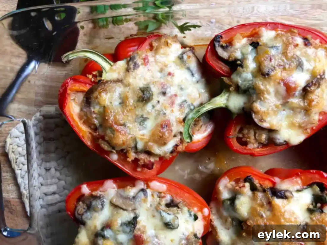Stuffed Peppers with Quinoa & Spinach close up