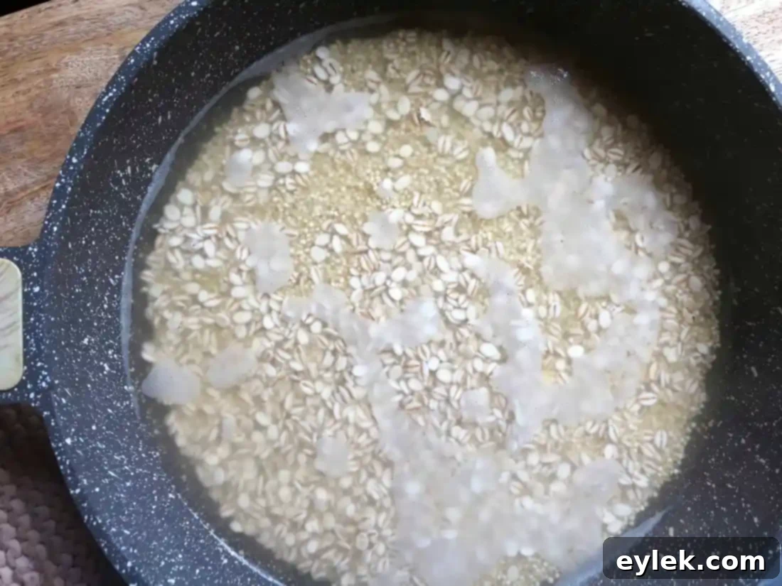 Cooking Quinoa and Barley for Stuffed Peppers