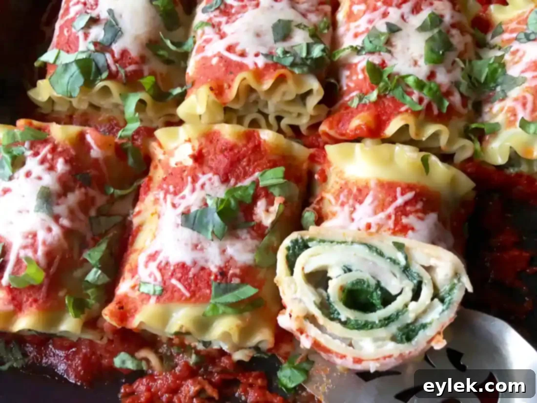 lasagna rolls with roasted red pepper sauce