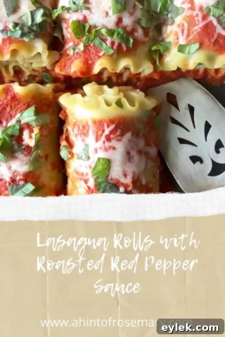 Lasagna Rolls with Roasted Red Pepper Sauce