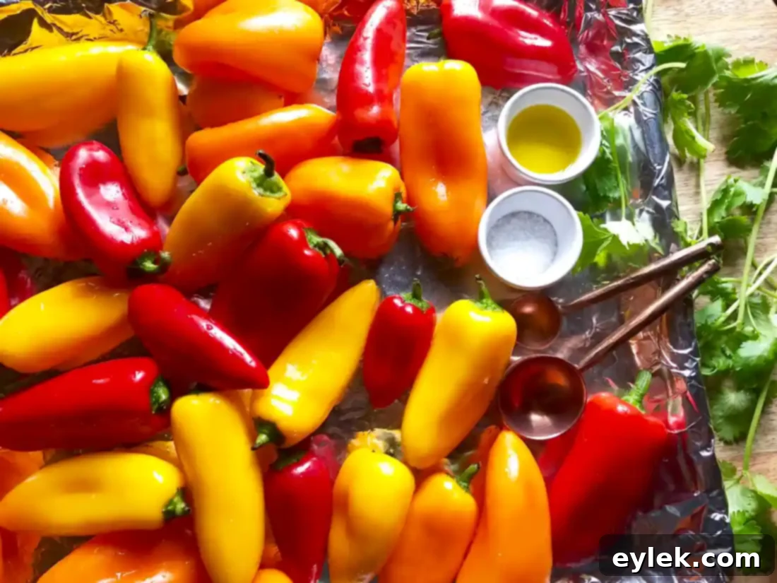 Ingredients for Queso-Filled Mini Peppers laid out