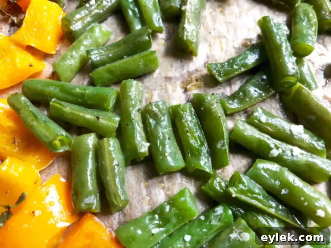 freshly roasted vegetables, including tomatoes, zucchini, and green beans