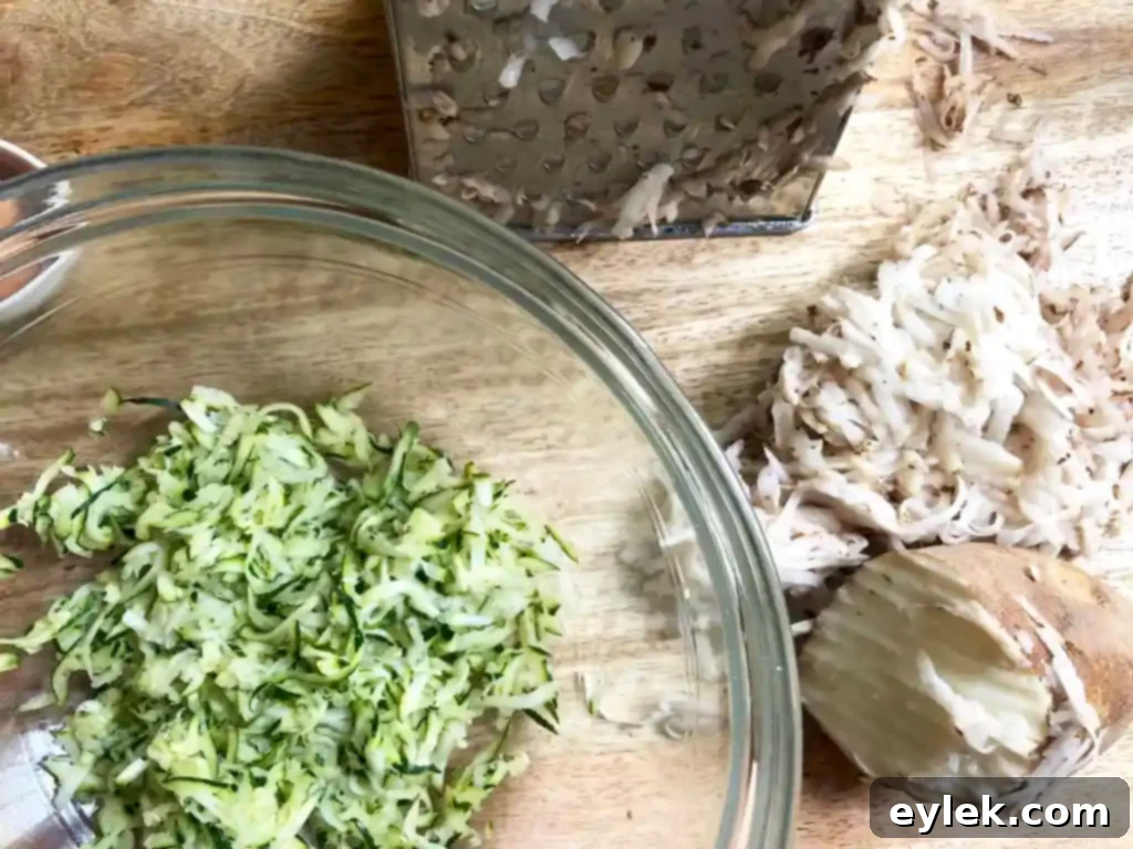 shredded potato and zucchini mixture for fritters