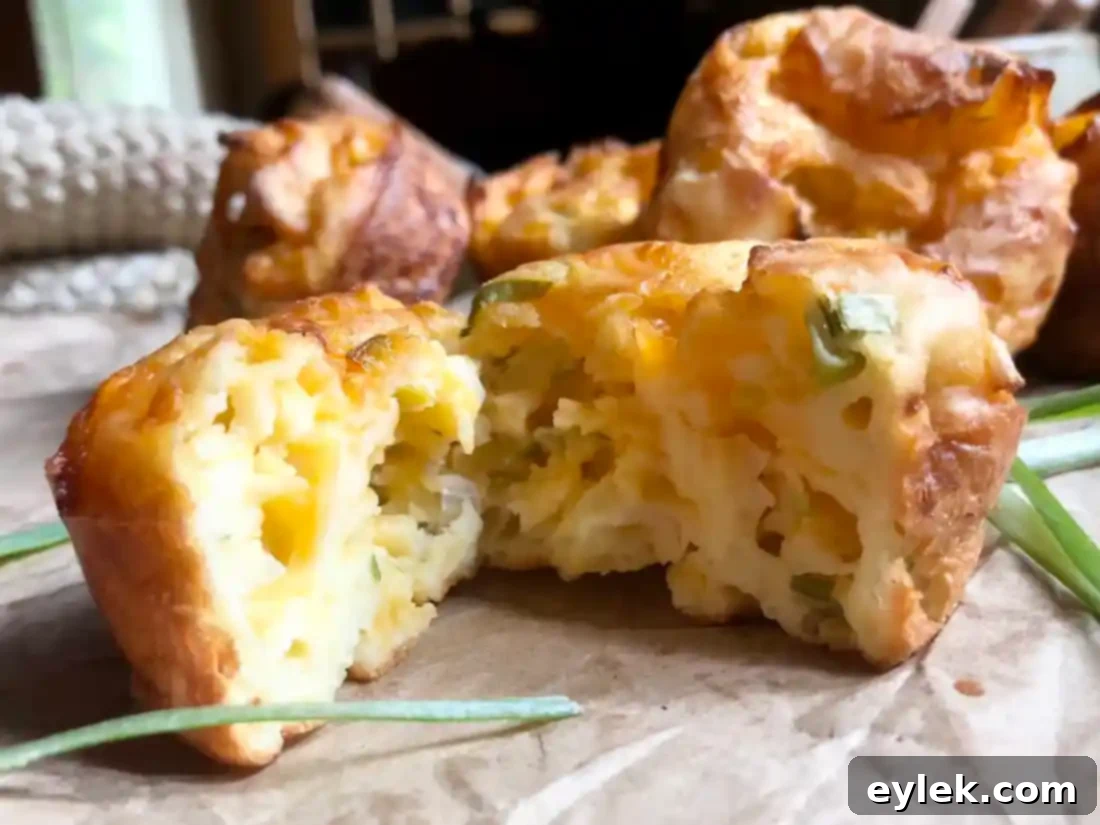 Two Green Onion & Cheddar Popovers on a white plate