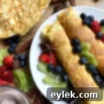 The Ultimate Low Carb Crepes 14 Two rolled low-carb crepes dusted with cinnamon and sweetener