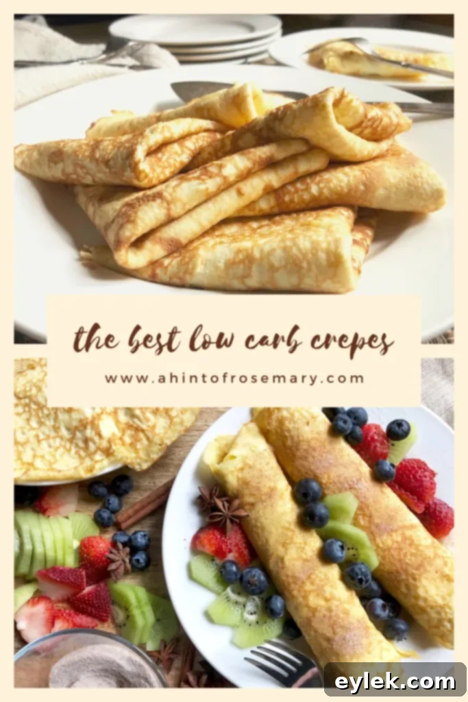 The best low-carb crepes displayed with various fillings and toppings