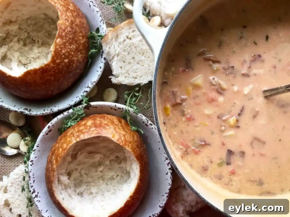 Elevated Manhattan Clam Chowder 14 new manhattan clam chowder served in a sourdough bread bowl
