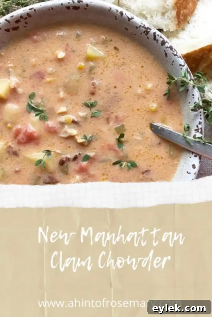 New Manhattan Clam Chowder with various toppings