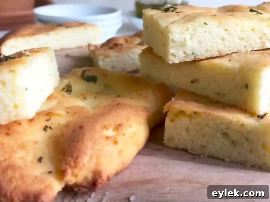 low-carb focaccia with dipping sauce