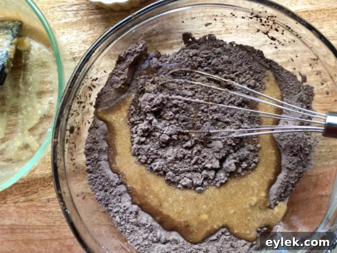 chocolate zucchini loaf batter mixed