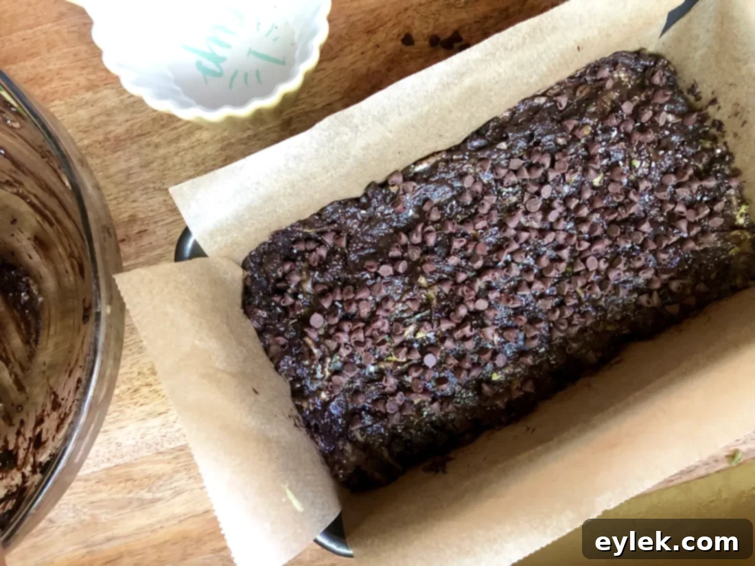 chocolate zucchini loaf ready for baking