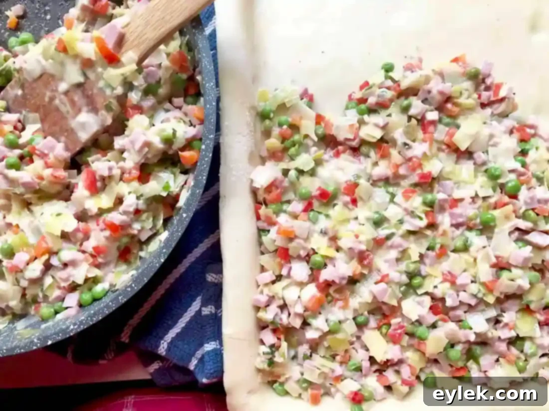 preheating oven for ham & cheese slab pie