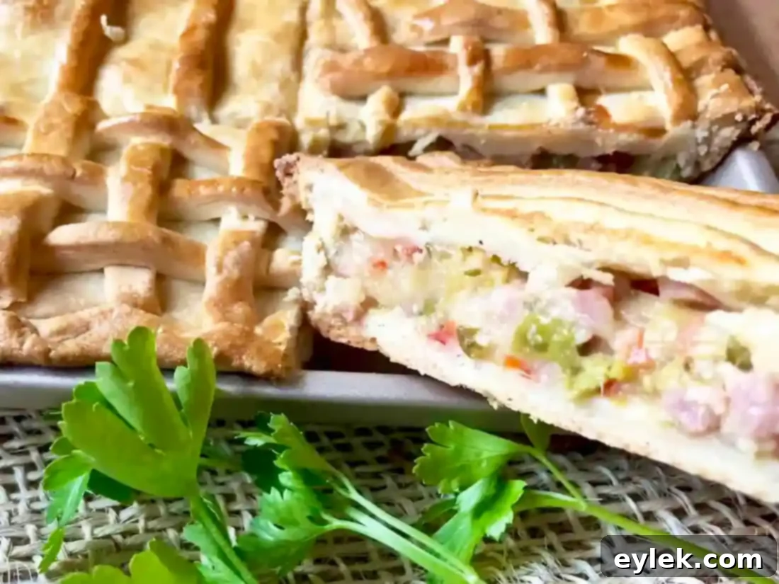 Ham & Cheese Slab Pie slices