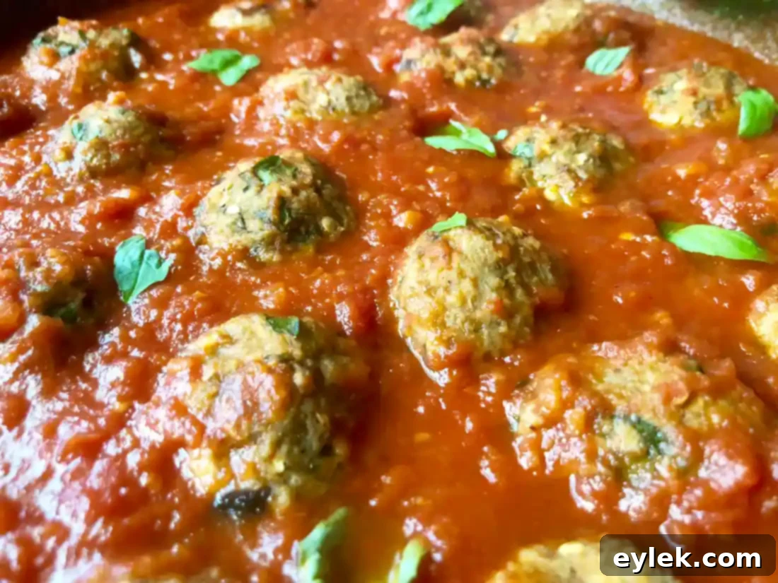 eggplant parmesan meatballs close-up