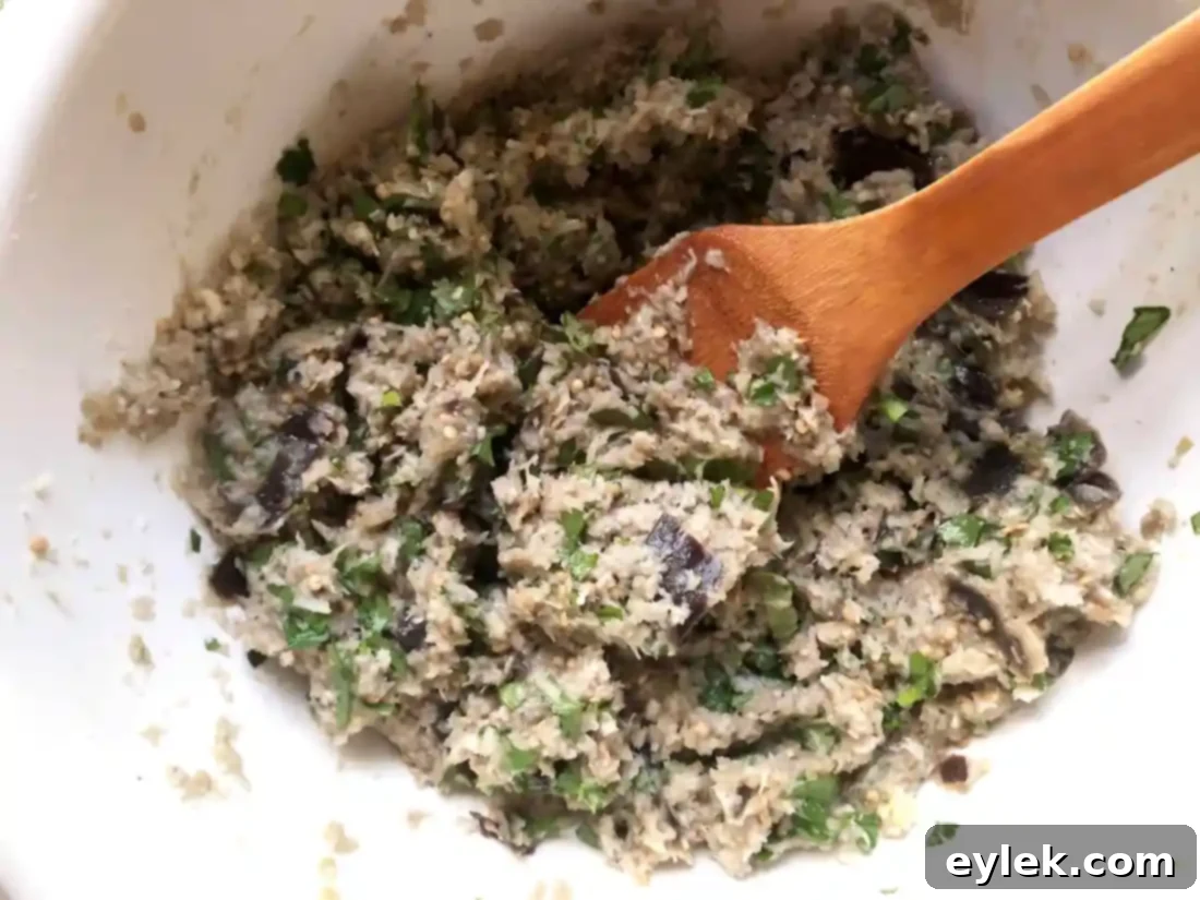 eggplant mixture rolled into balls