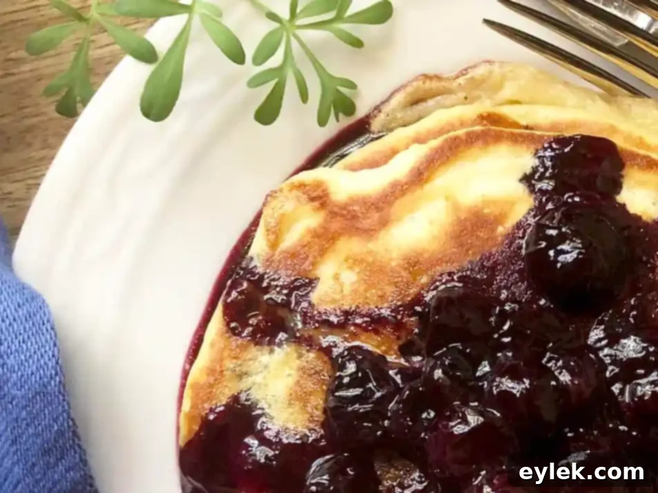 ricotta pancakes with brown butter-maple syrup & blueberry compote