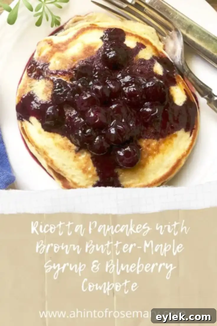 Ricotta Pancakes with Brown Butter-Maple Syrup & Blueberry Compote