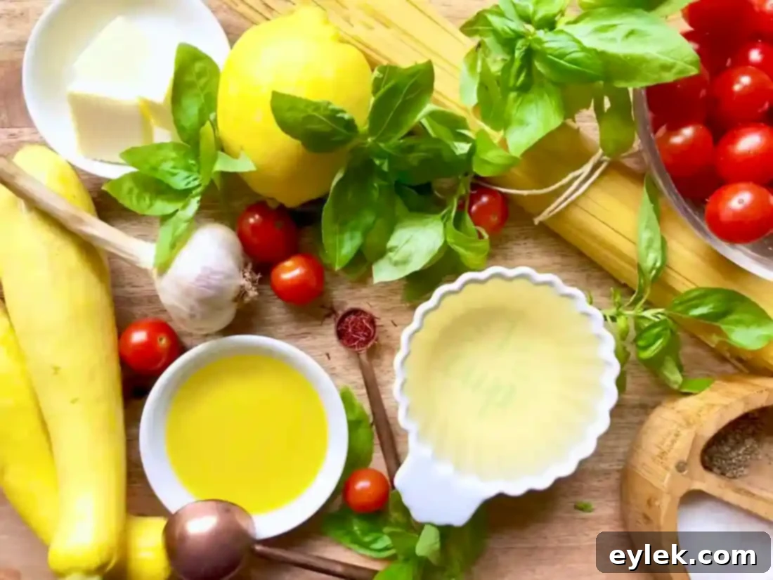 Toasted Saffron Pasta Primavera ingredients