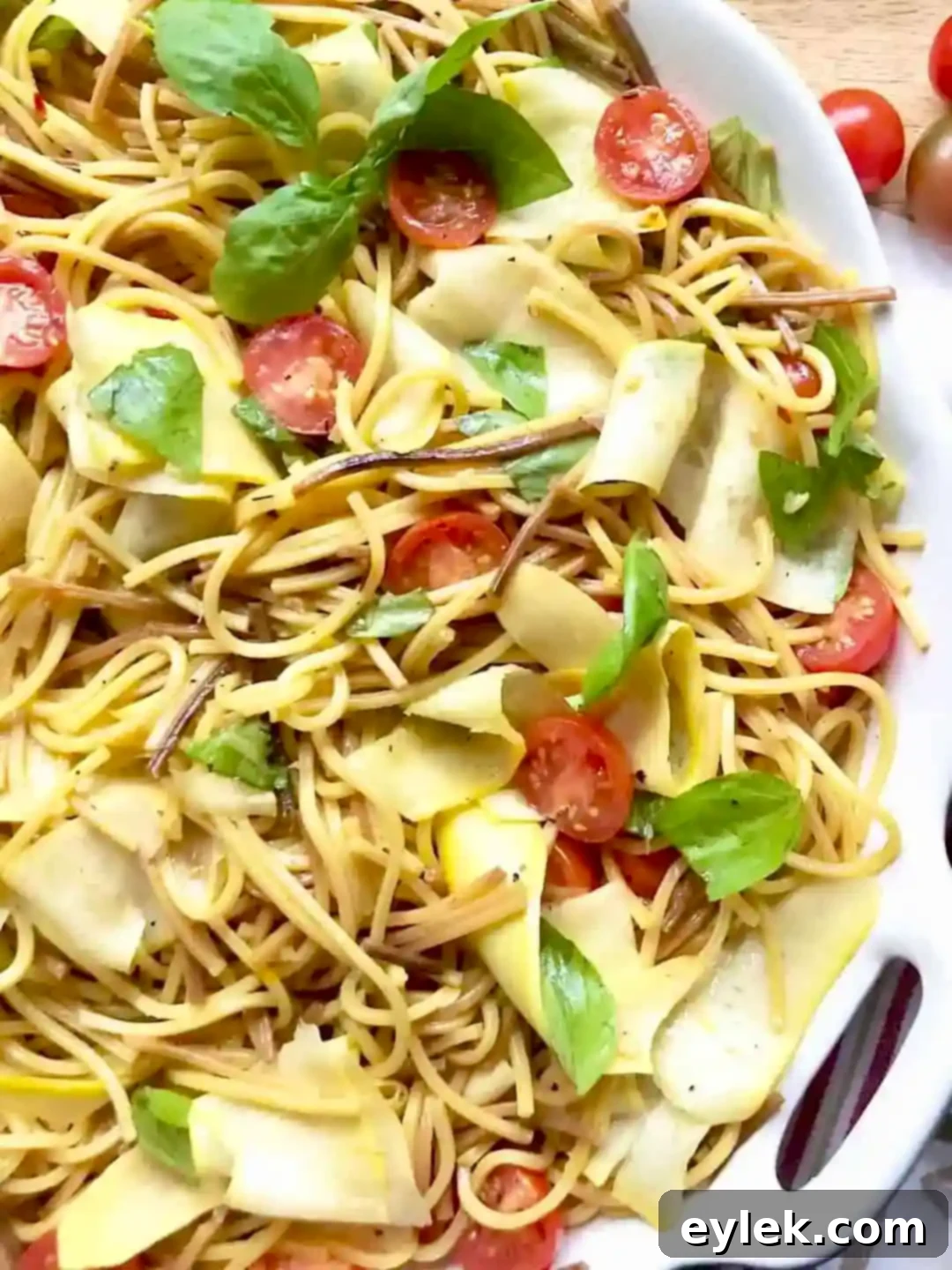 Toasted Saffron Pasta Primavera close-up