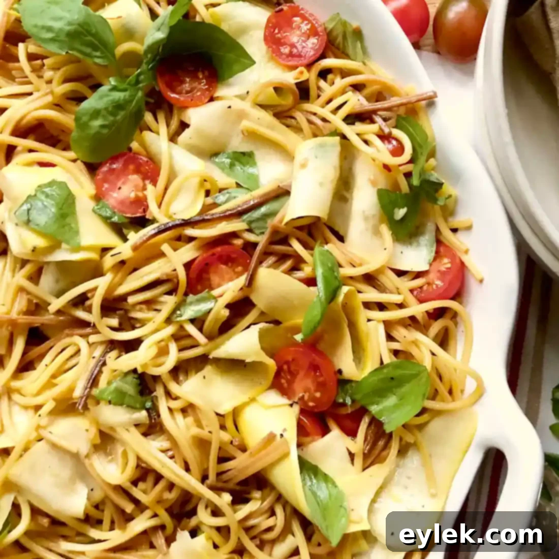 Close up of Toasted Saffron Pasta Primavera