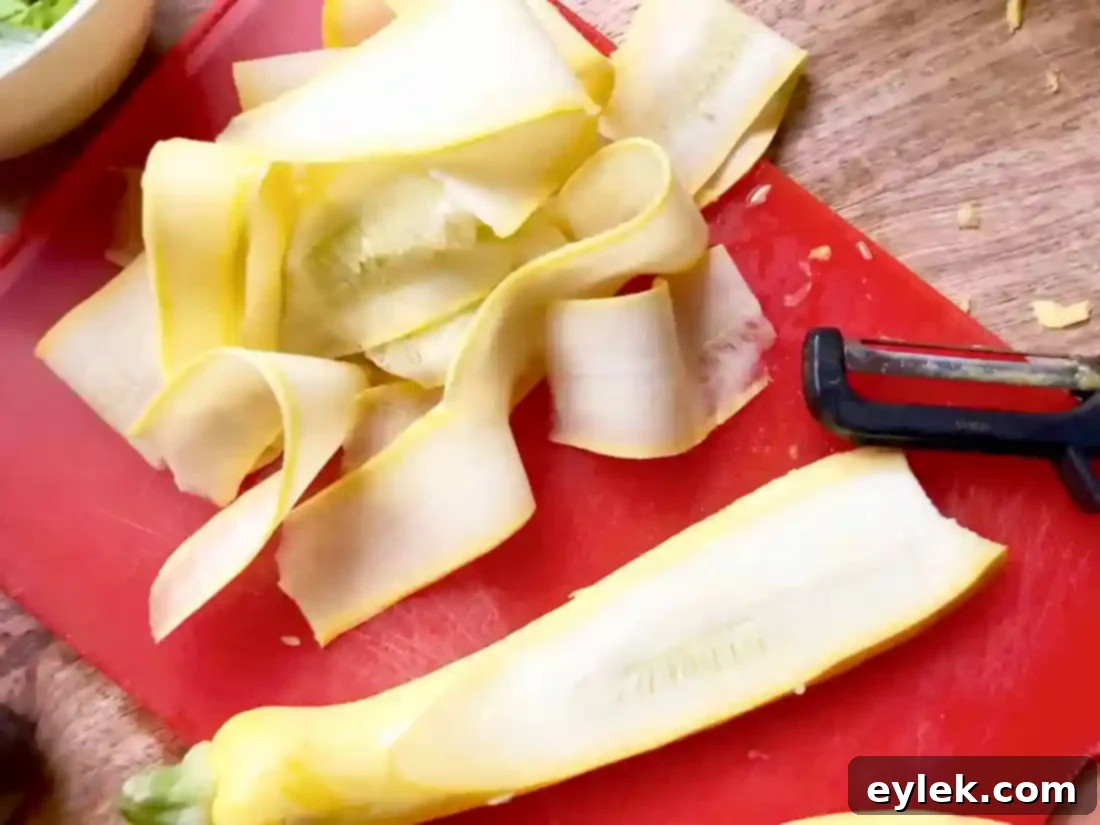 Shaved yellow squash ribbons