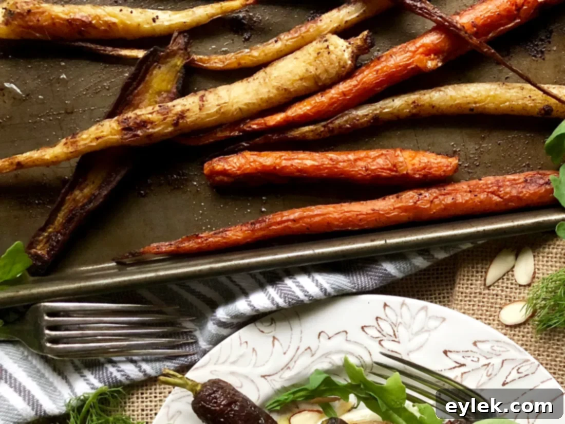 Roasted carrot salad with crème fraîche and arugula