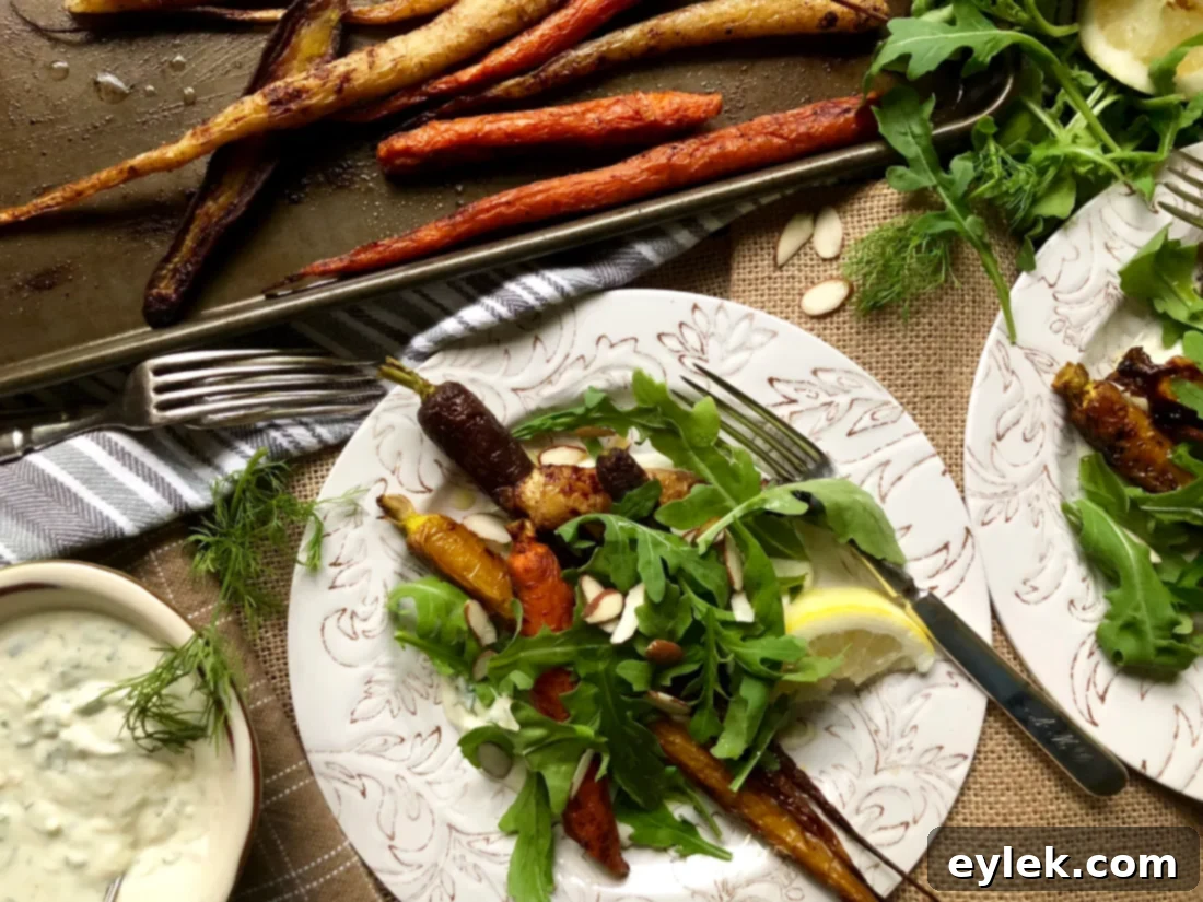 Serving roasted carrot salad