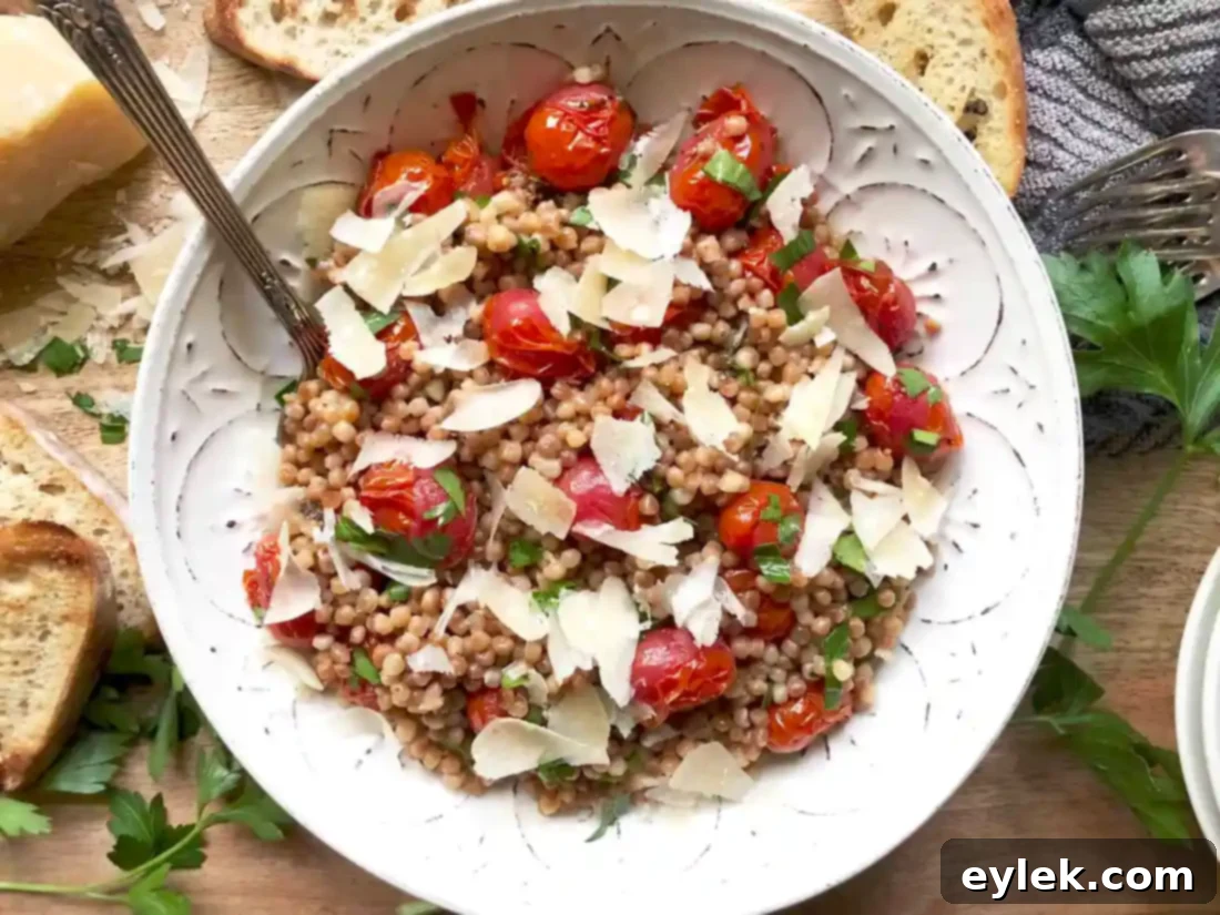 Toasted Couscous & Roasted Tomato Salad in a bowl