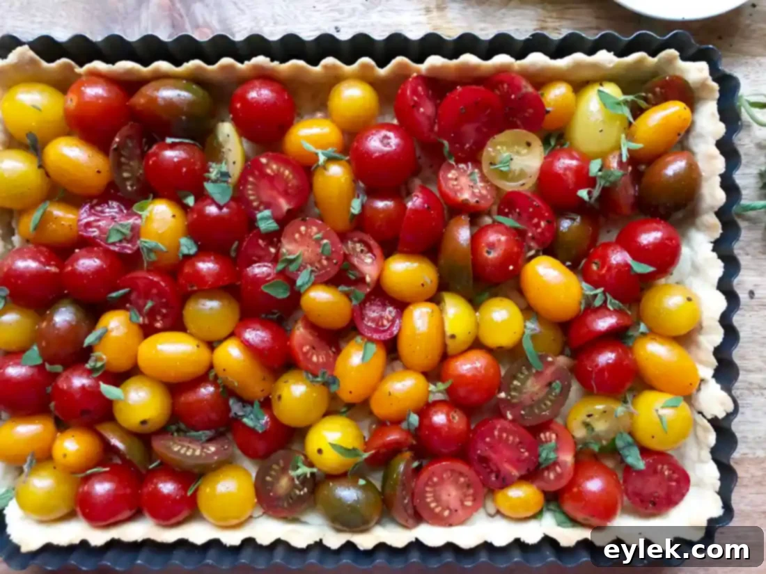 Cheesy Tomato & Olive Tart with queso fresco and olives