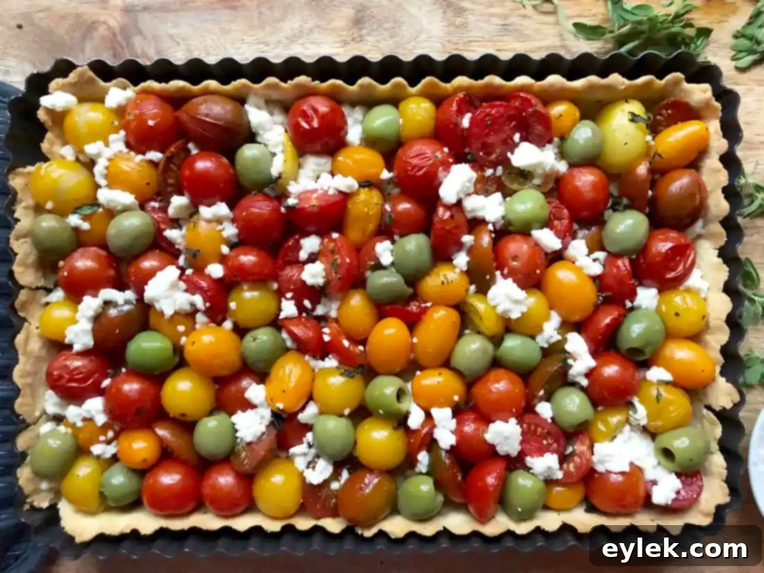 Baked Cheesy Tomato & Olive Tart