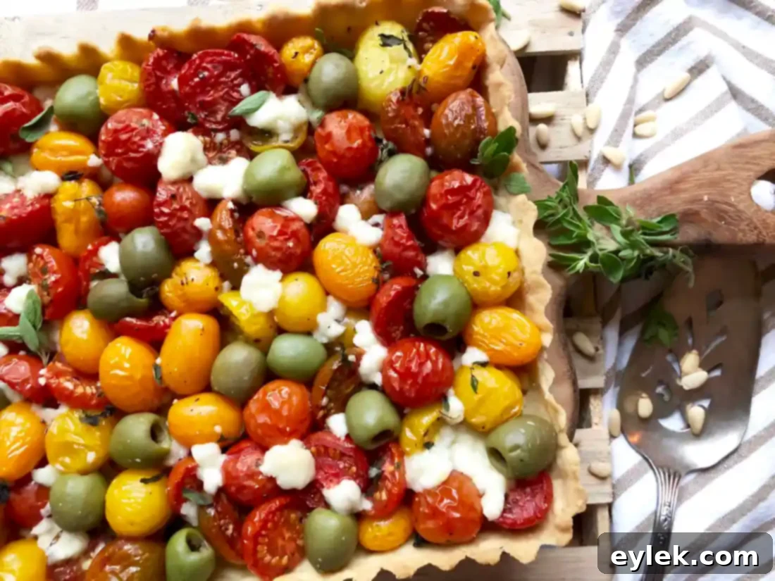 Full Cheesy Tomato & Olive Tart