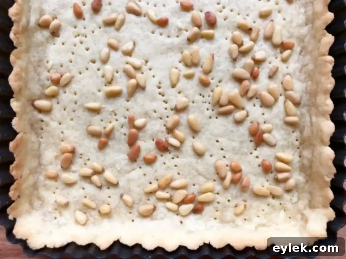 Baked tart crust, golden brown