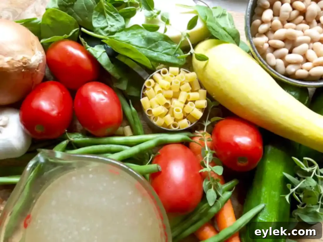 cheesy end-of-season garden minestrone, a vibrant vegetable soup