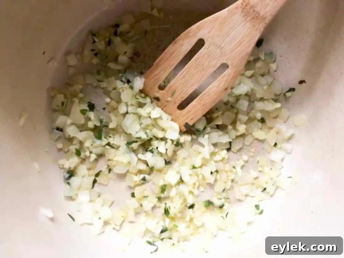 sautéing aromatics for garden minestrone