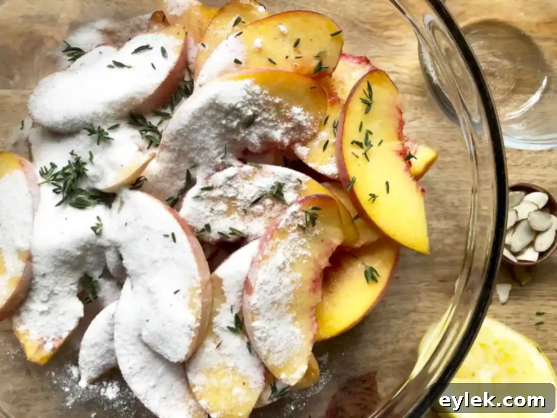 peach and lemon juice mixture