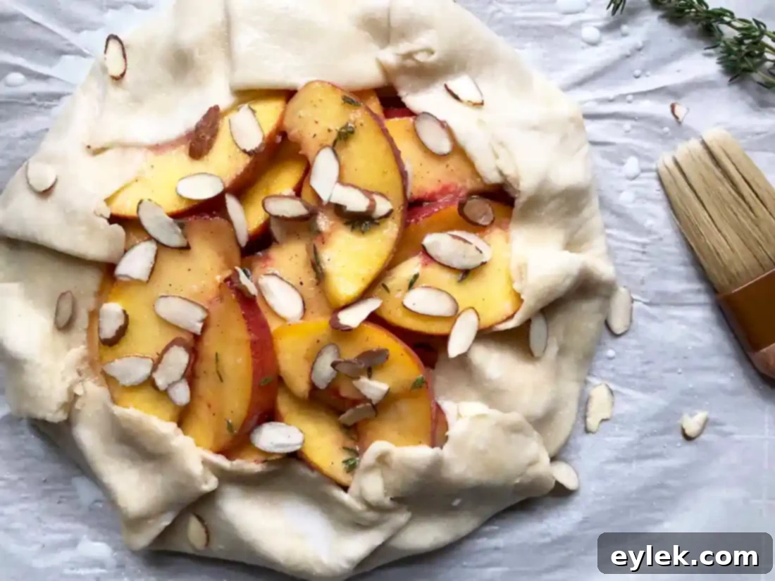 assembled peach tart ready for oven