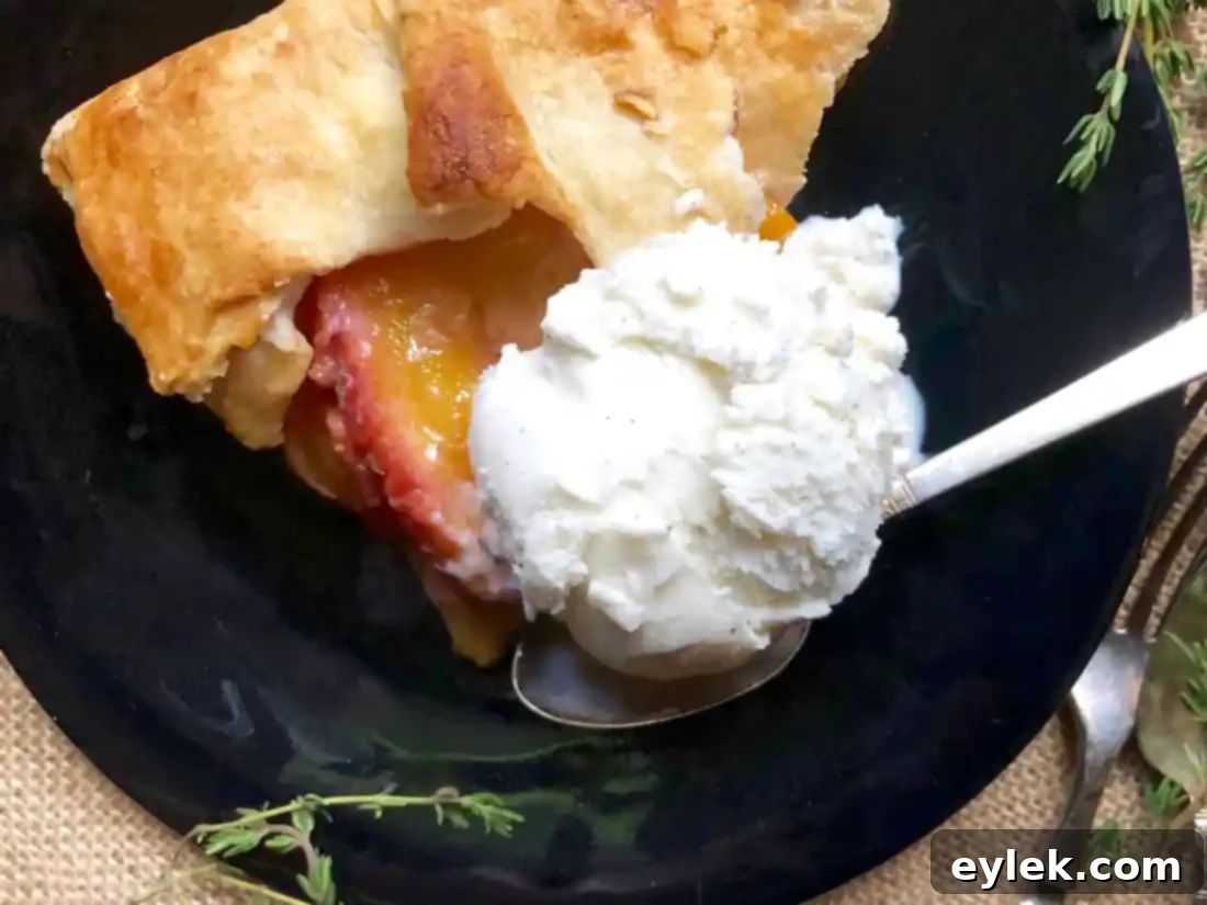 full rustic thyme-infused peach tart