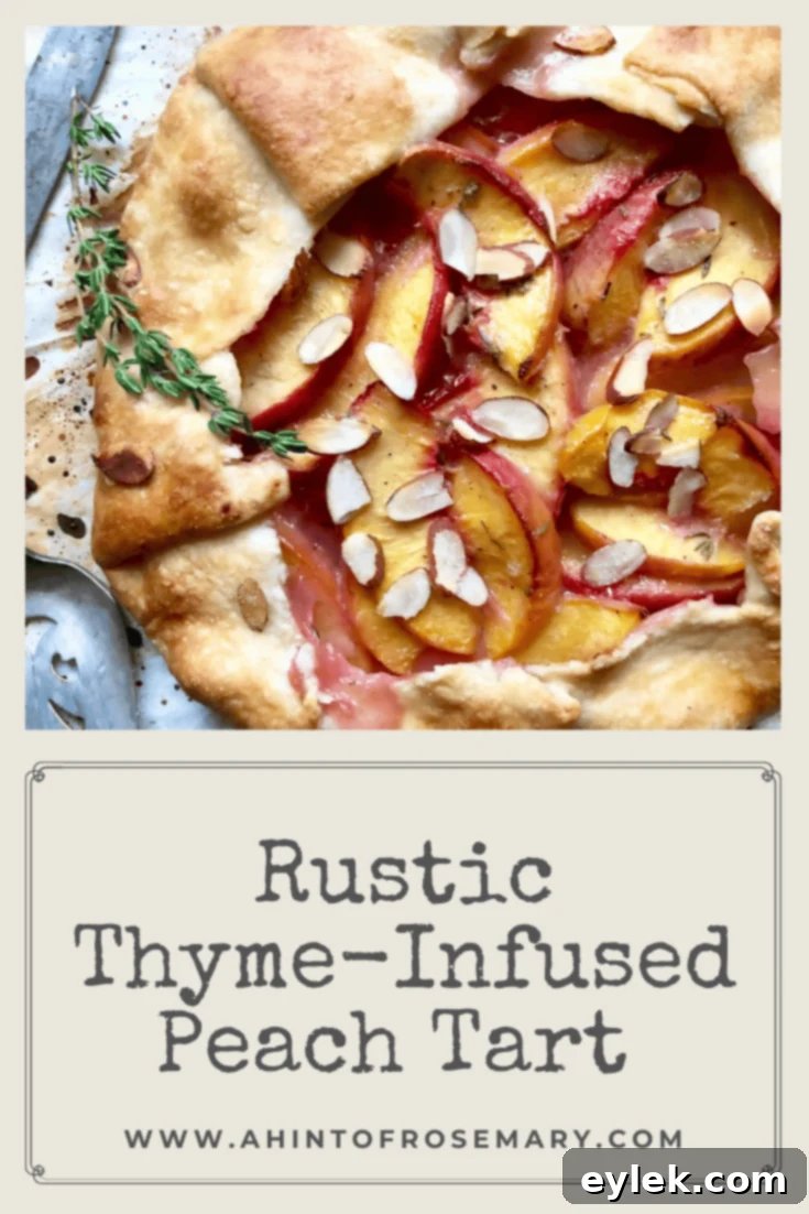 Rustic Thyme-Infused Peach Tart ready to serve